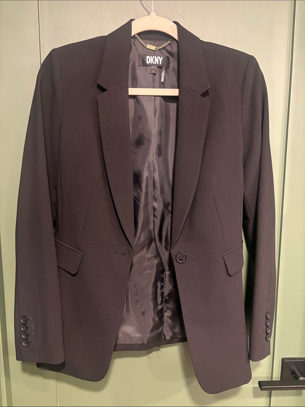 DKNY Black Oversized Single-Button Blazer